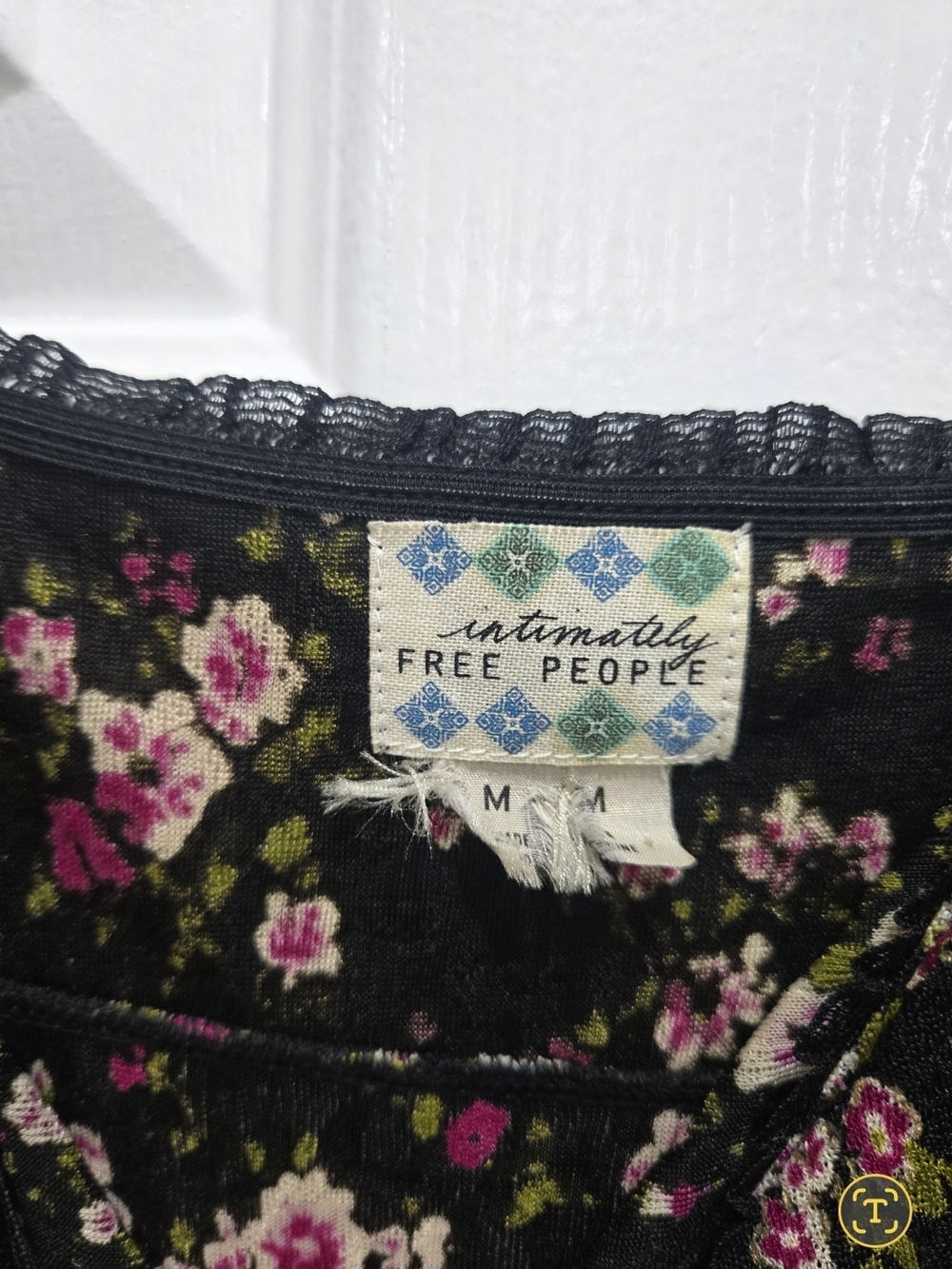Free People Black Floral Lace-Trim Cami - Picture 2 of 4
